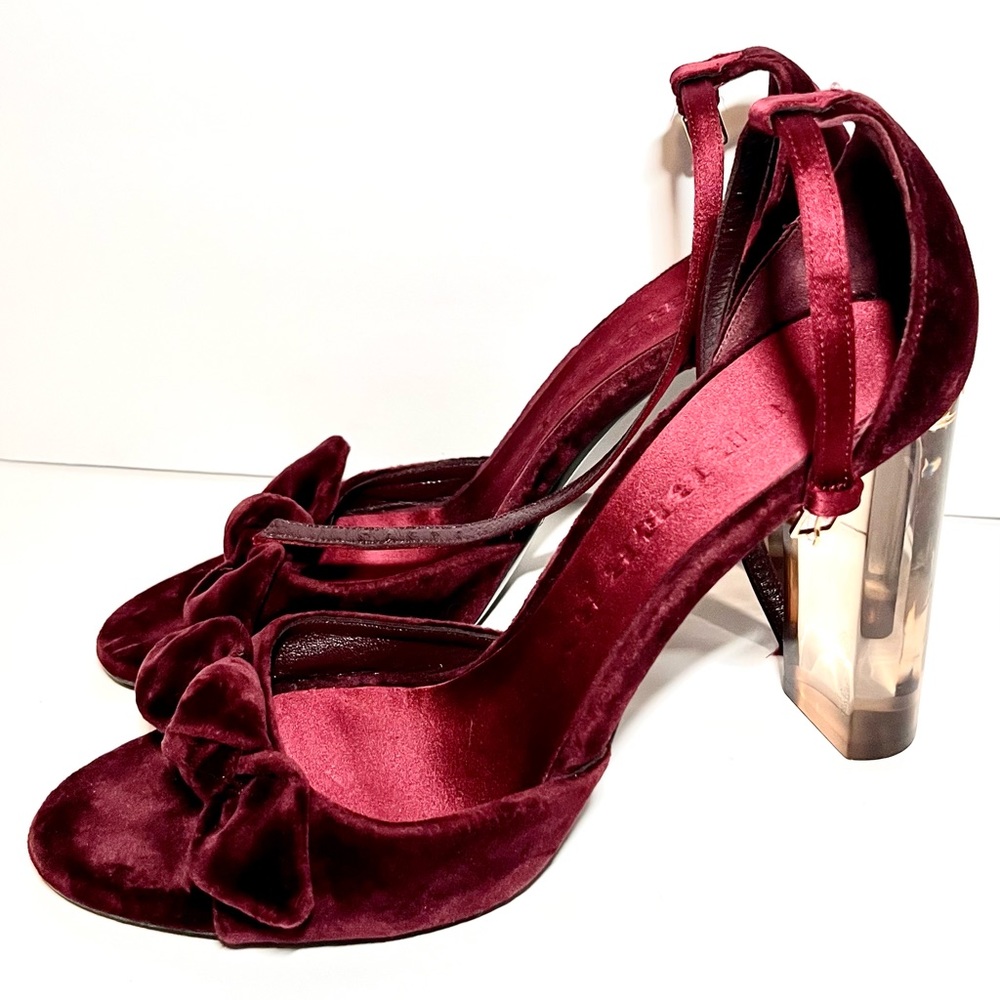 Burberry Red Velvet Heels SZ 9.5